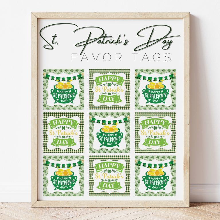 12 square St. Patrick's Day Free Printable Tags