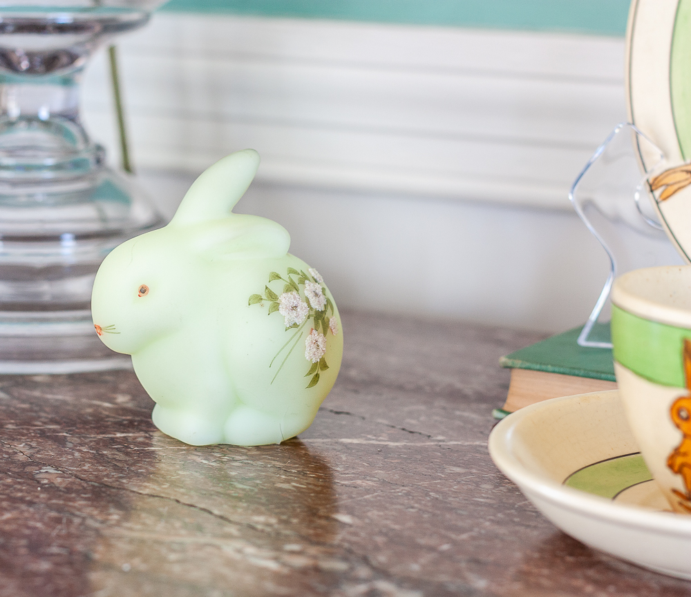 Fenton hand painted glass bunny