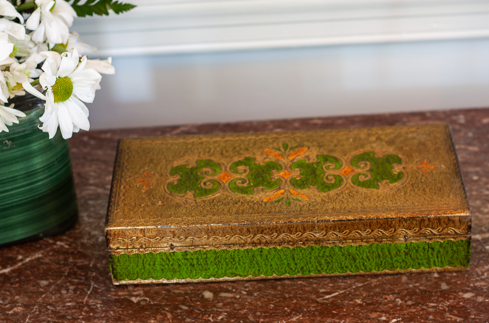 Vintage green and gold box