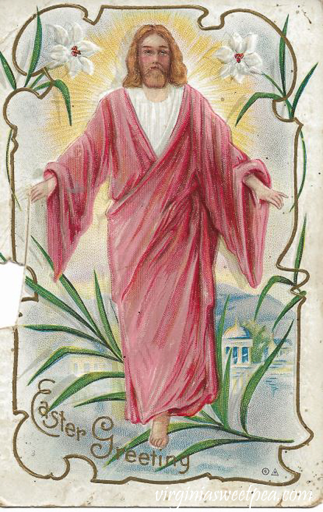 Easter Greetings with Jesus Antique Postcard