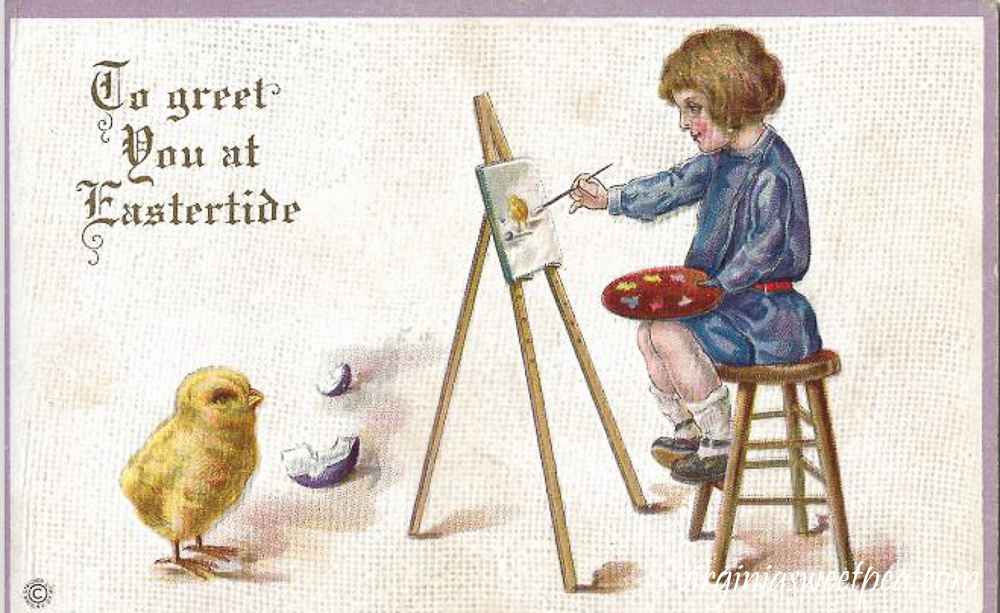 To Greet You at Eastertide Antique Postcard