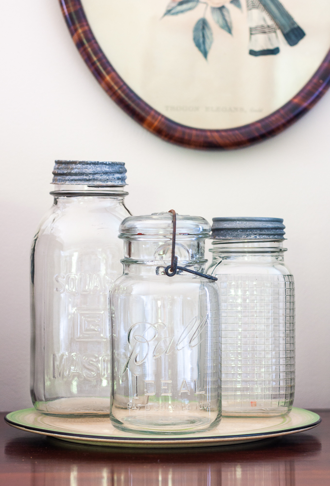 Vintage Mason jar with waffle grid design, Ball Ideal jar, Mason strong arm jar