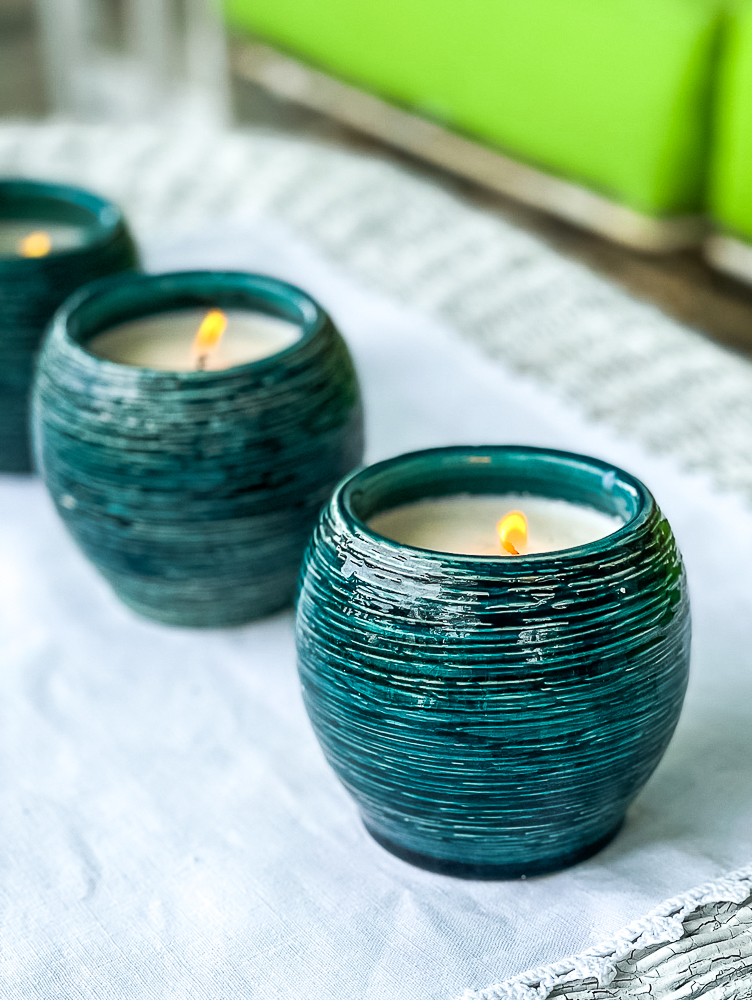 Trio of homemade Citronella candles