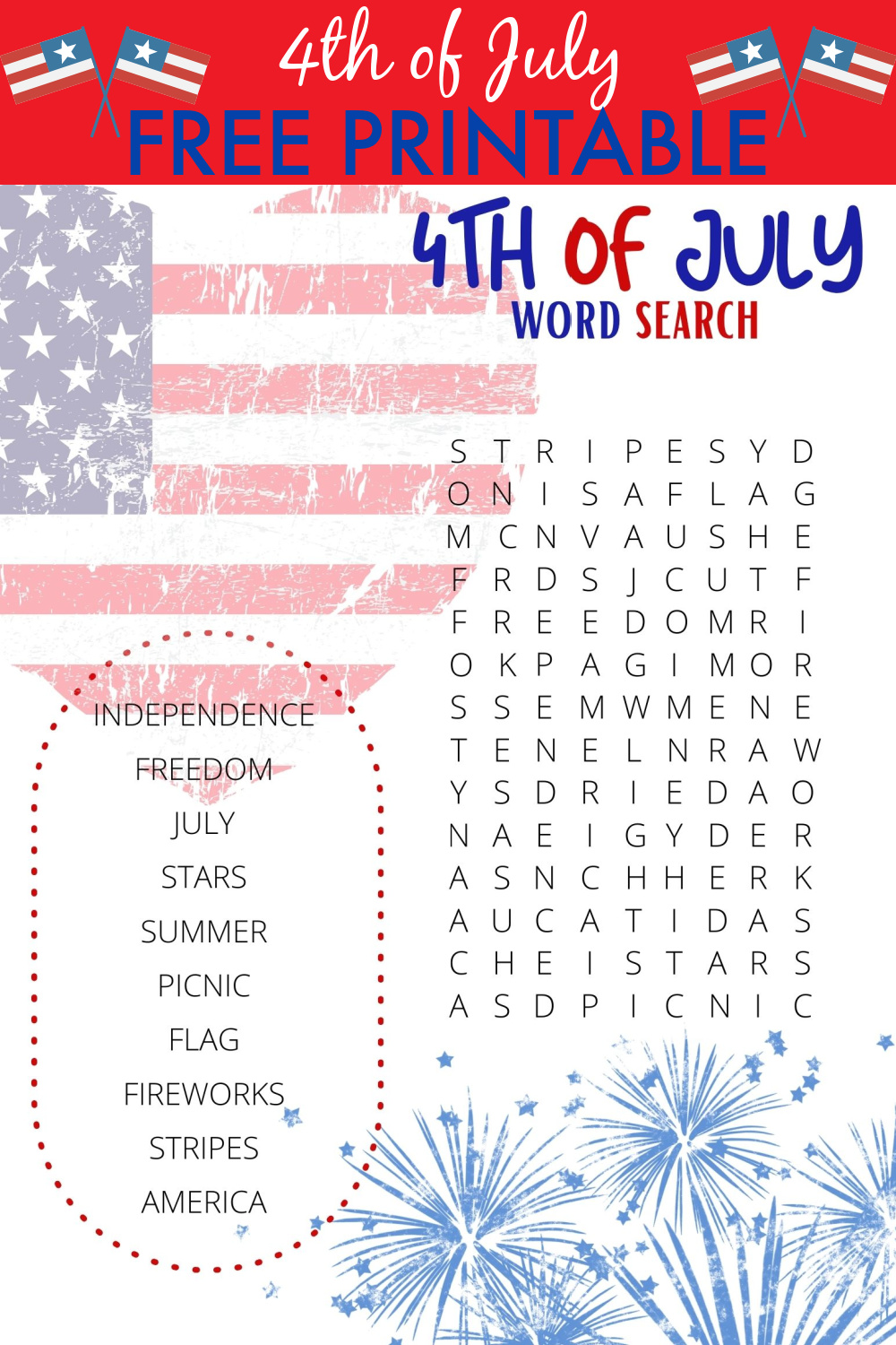 4th of July Free Printables