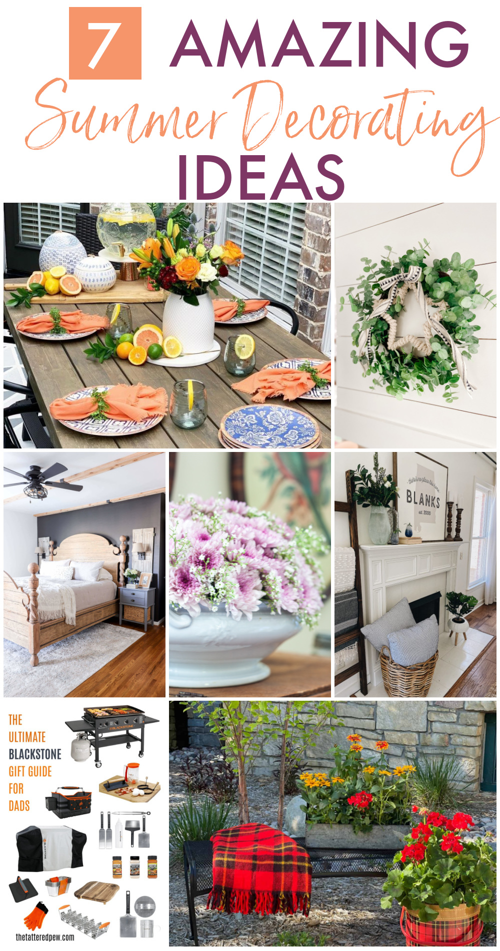 Collage of seven summer decorating ideas