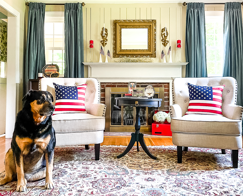 Patriotically decorated living room