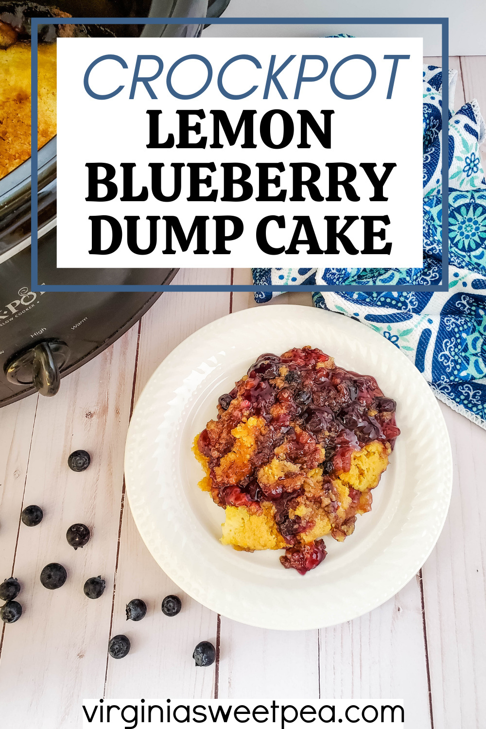 Crockpot Lemon Blueberry Dump Cake