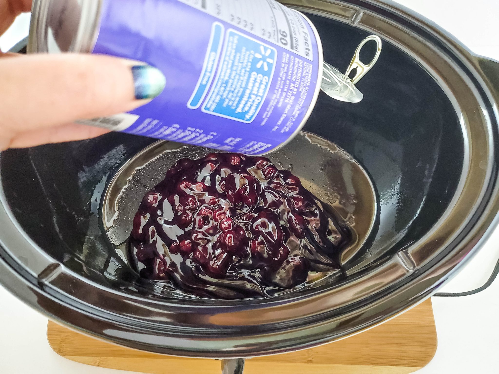 Adding canned blueberry filling to a crockpot