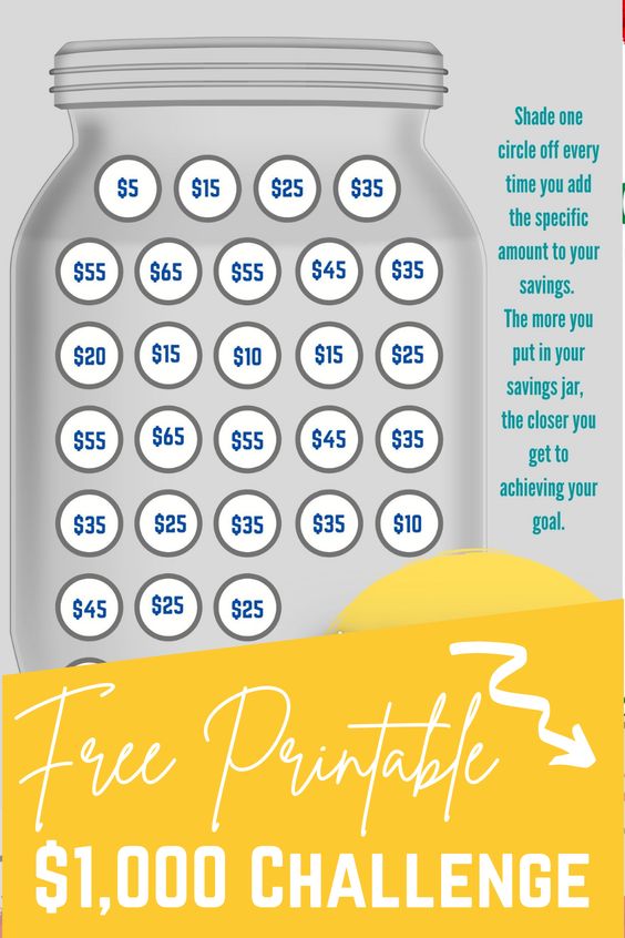 Free Printable $1,000 Challenge