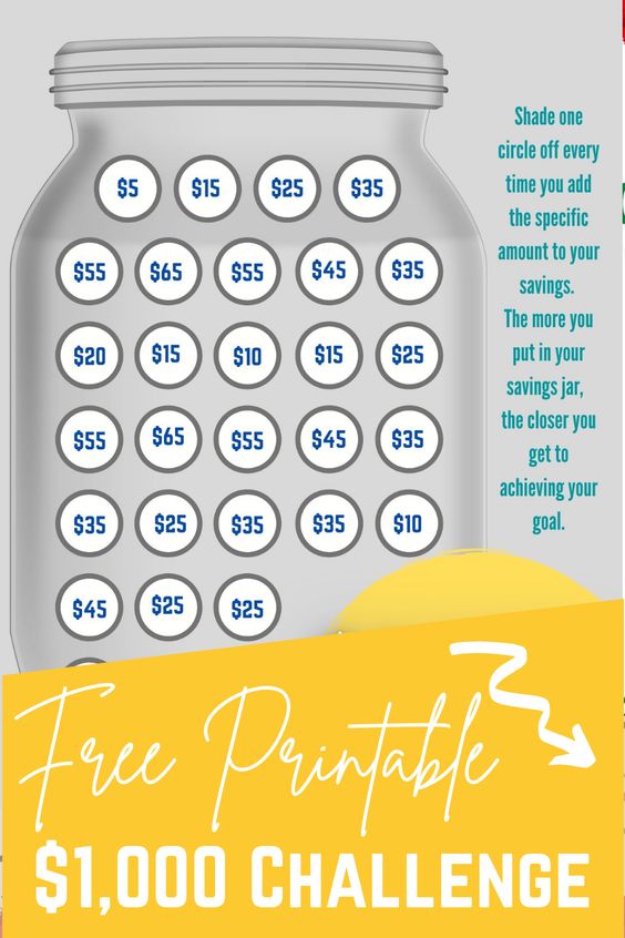 Free Printable $1,000 Challenge