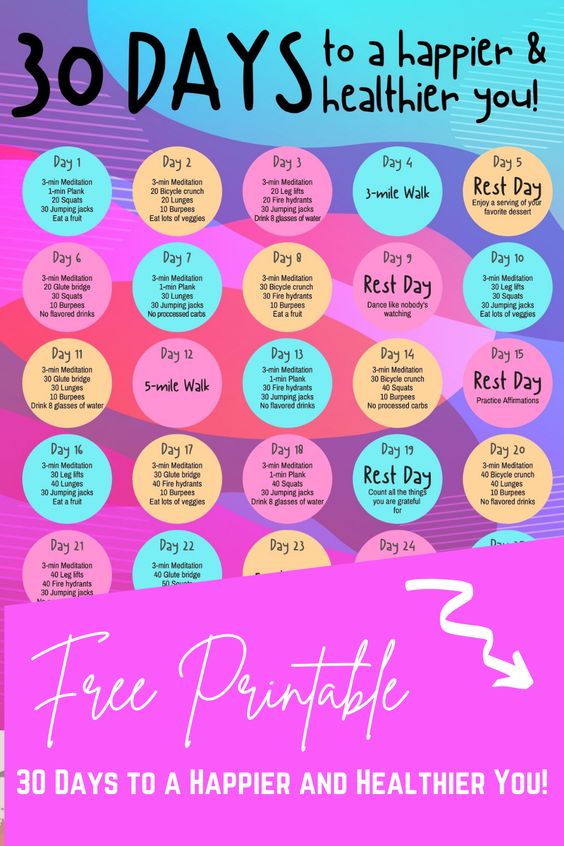 Free Printable 30 Days to a Happier and Healthier You