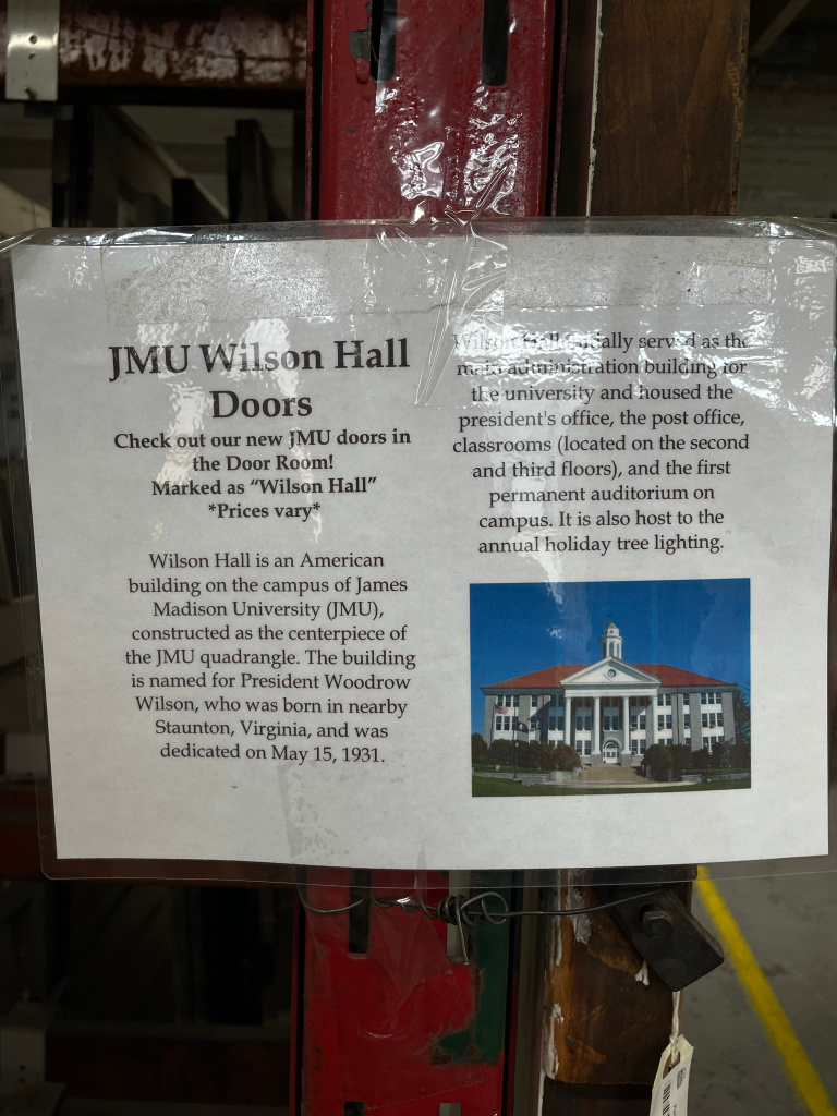 Information on JMU Wilson Hall Doors at Black Dog Salvage