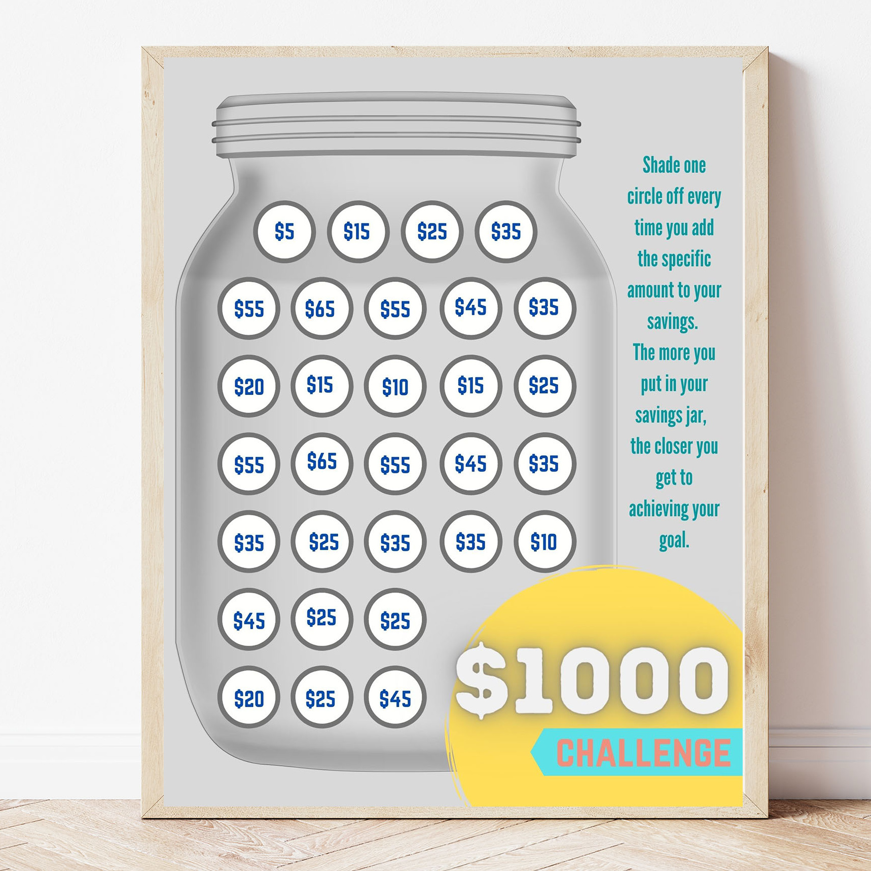 Free Printable $1,000 Challenge