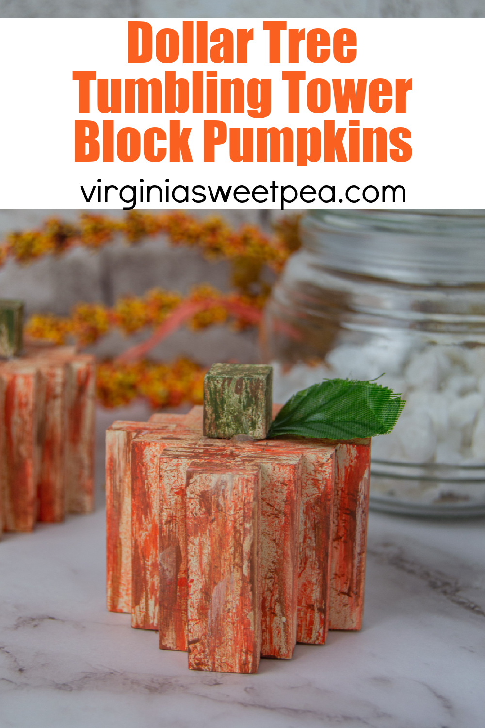 Dollar Tree Tumbling Tower Block Pumpkins