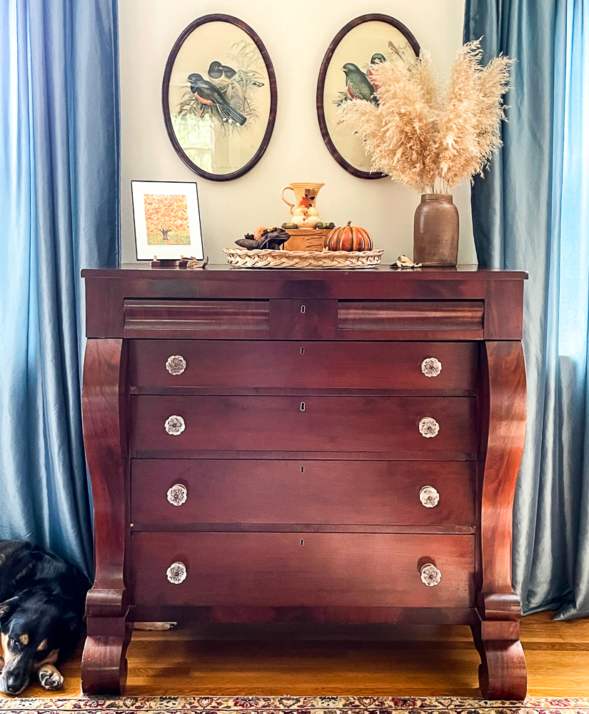 Fall Vignette on an antique chest