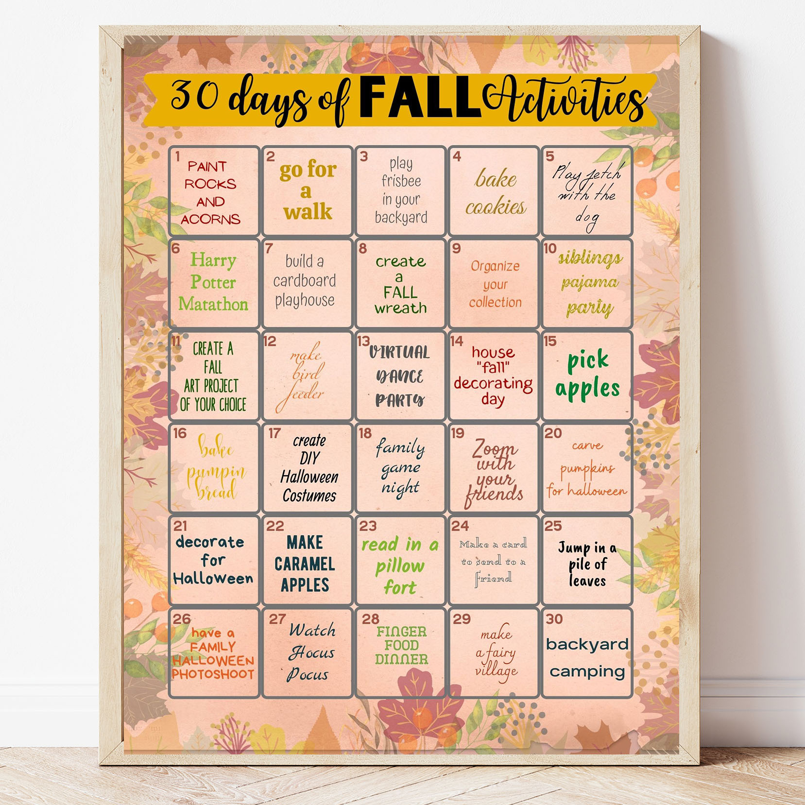 Free Printable 30 Days of Fall Activities