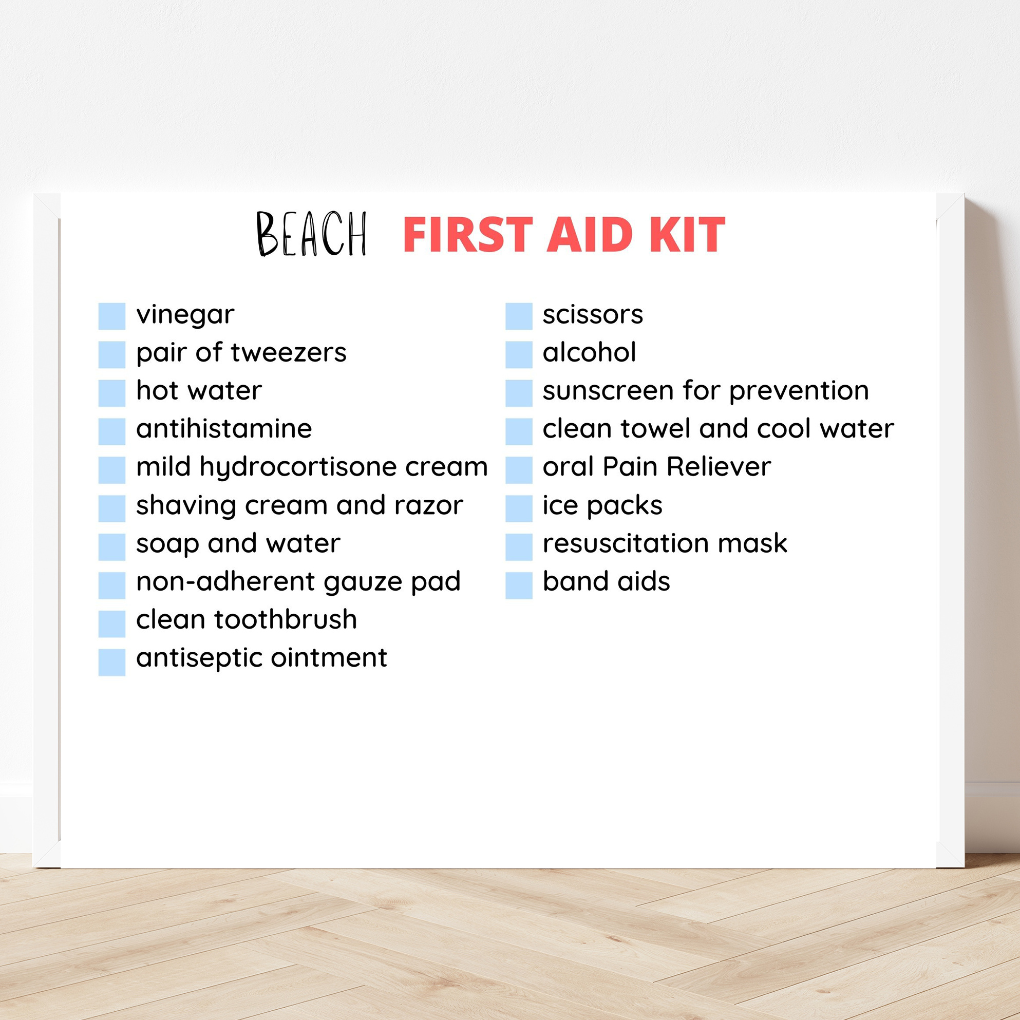 Free Printable Beach First Aid Kit