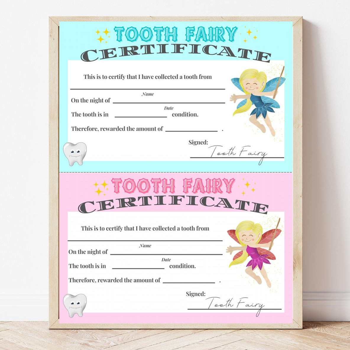 Free Printable Tooth Fairy Door Hanger and Certificate