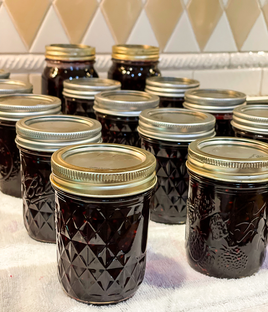 Jars of blackberry jam