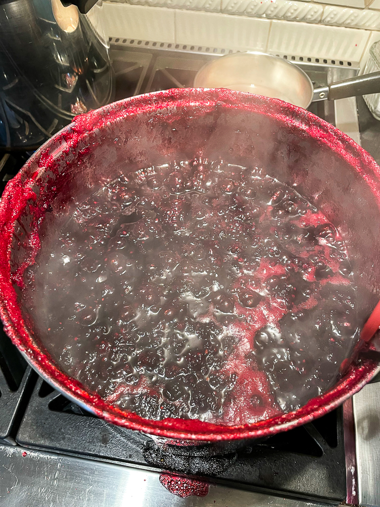 Blackberries cooked down to make jam