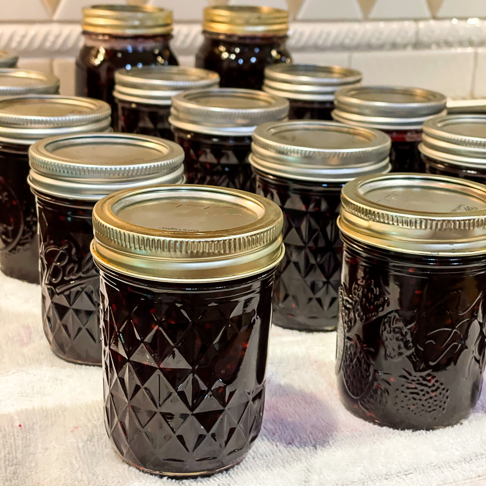 Jars of blackberry jam