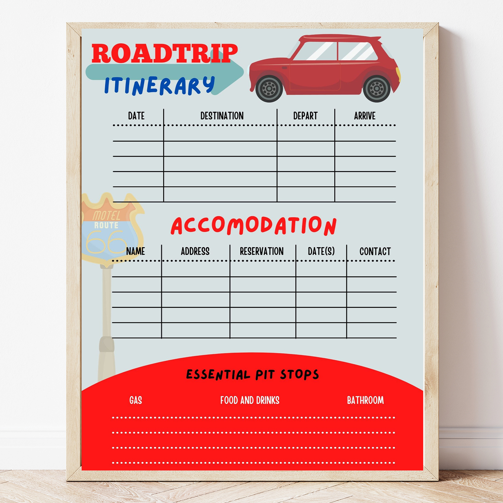 Free Printable Road Trip Planner