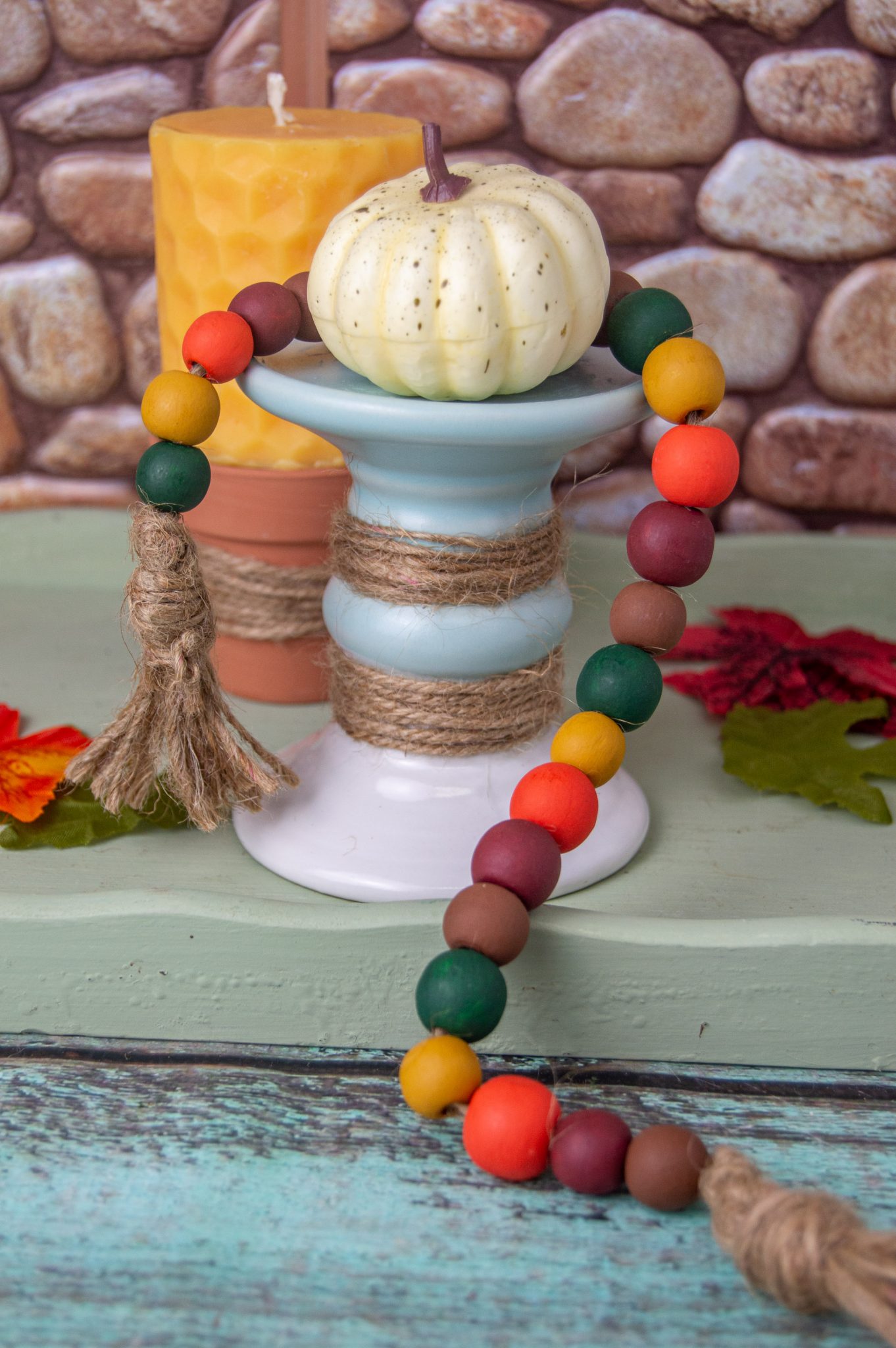 DIY Fall Wood Bead Garland