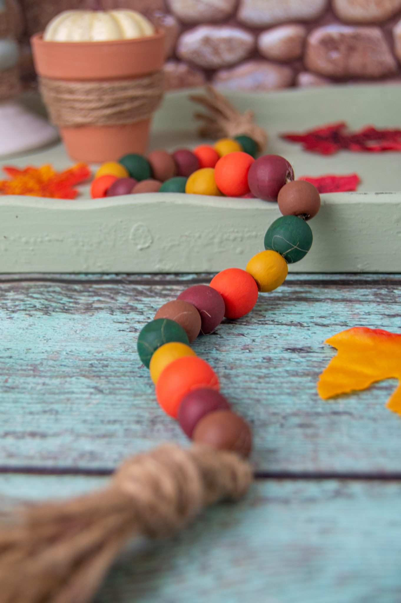 DIY Fall Wood Bead Garland