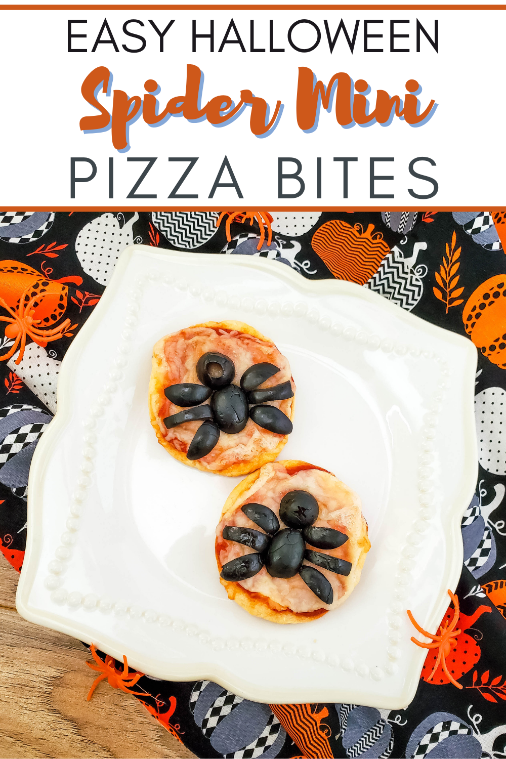 Easy Halloween Spider Mini Pizza Bites