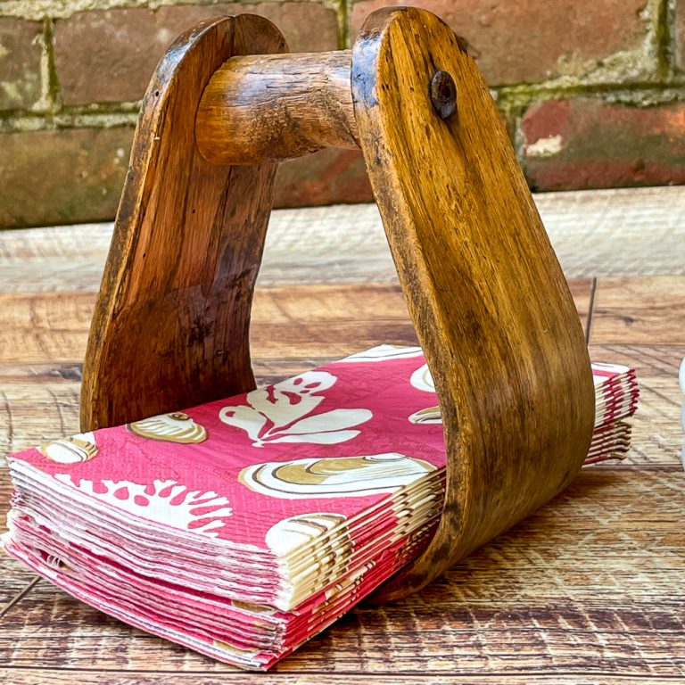 Vintage Wood Stirrup Napkin Holder