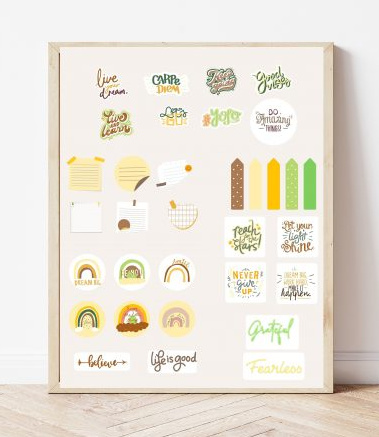 Free Printable Vision Board with Stickers