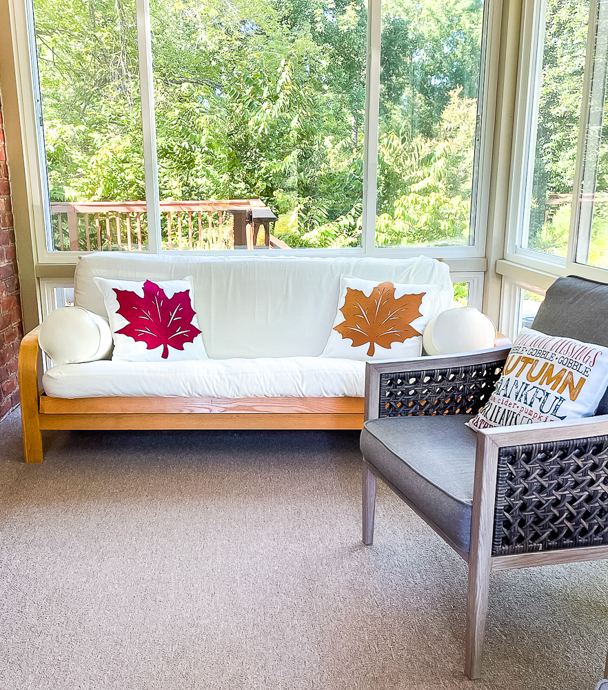 Fall Pillows Using Dollar Store Felt Leaves