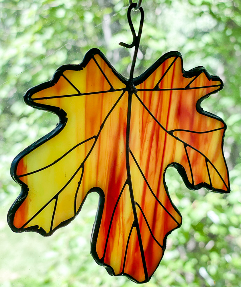 Stained glass maple leaf suncatcher