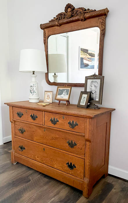 Antique oak dresser and mirror