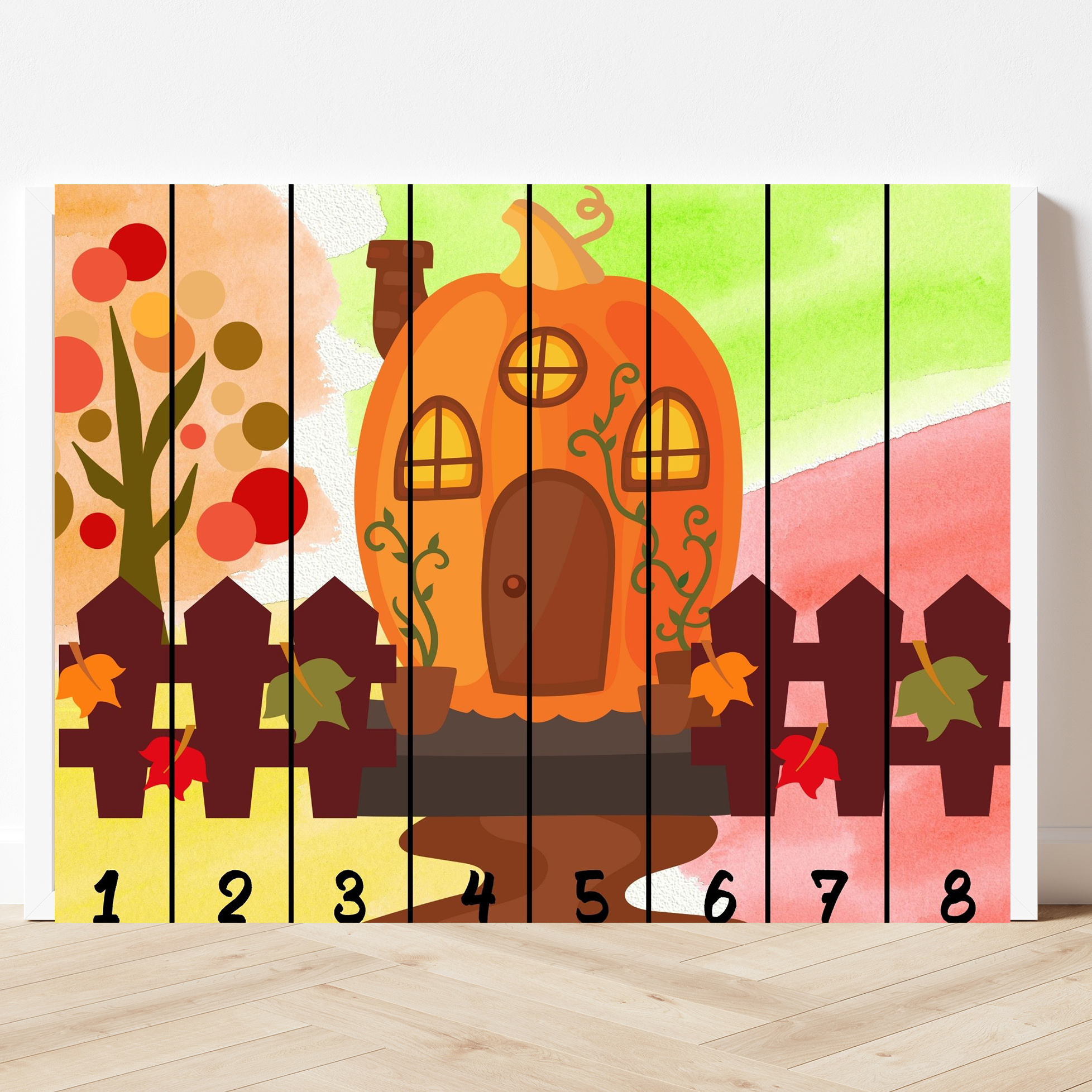 printable pumpkin puzzle with eight pieces