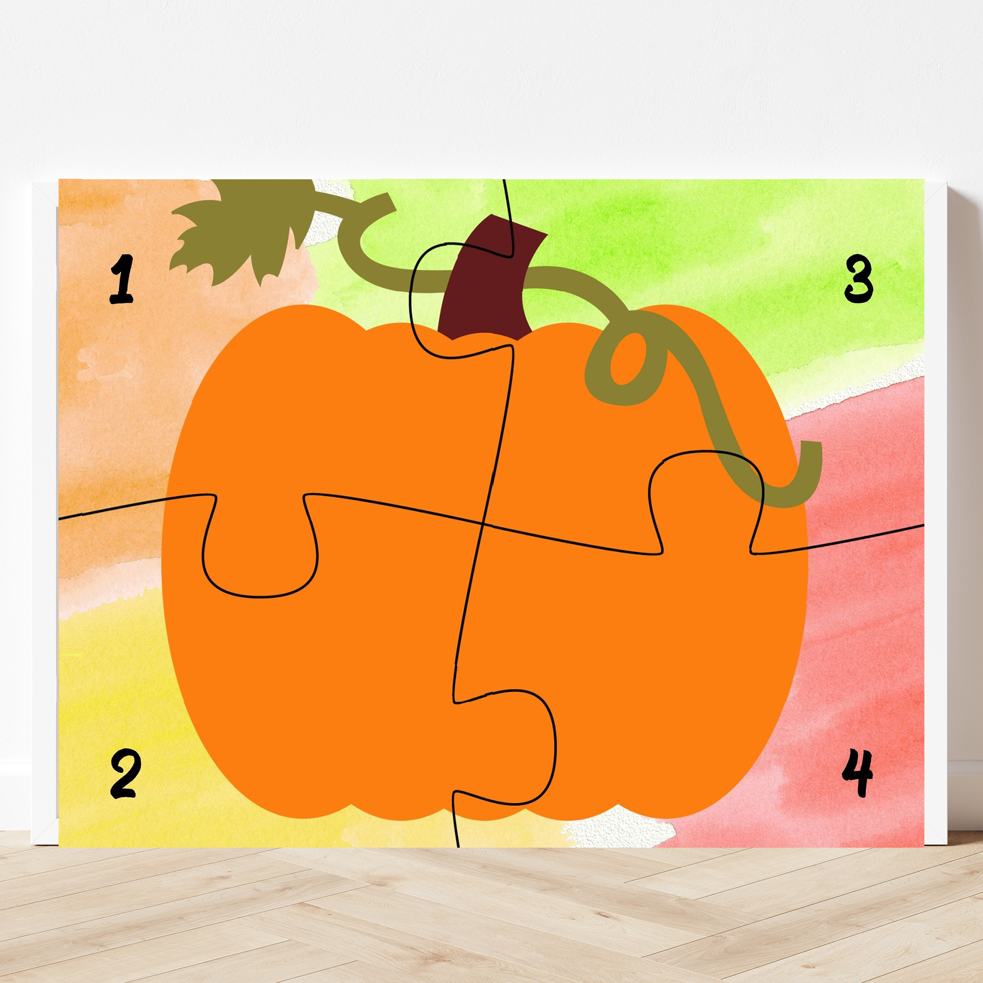 printable pumpkin puzzle with four pieces