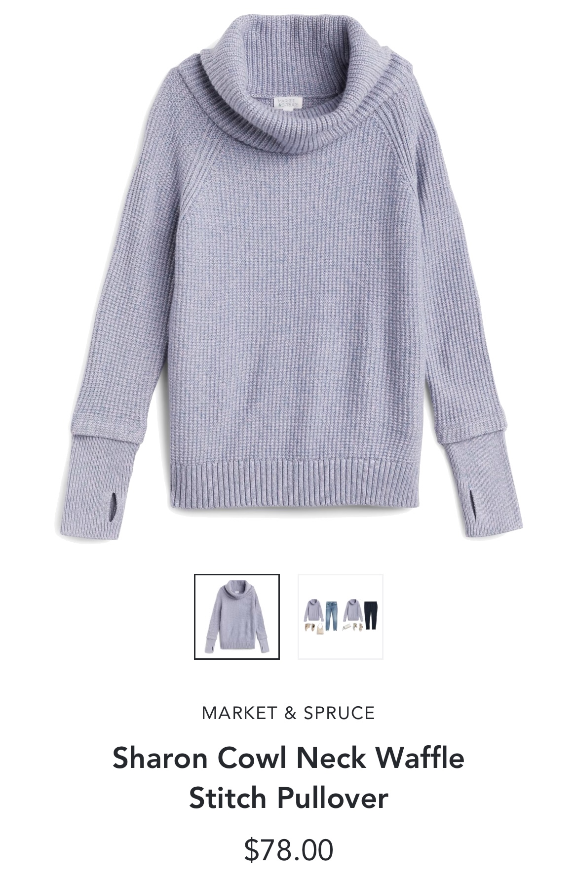 Stitch Fix Market & Spruce Sharon Cowl Neck Waffle Stich Pullover