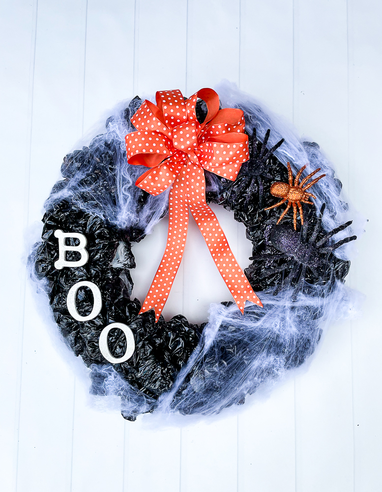 Upcycled Plastic Bag Halloween Wreath