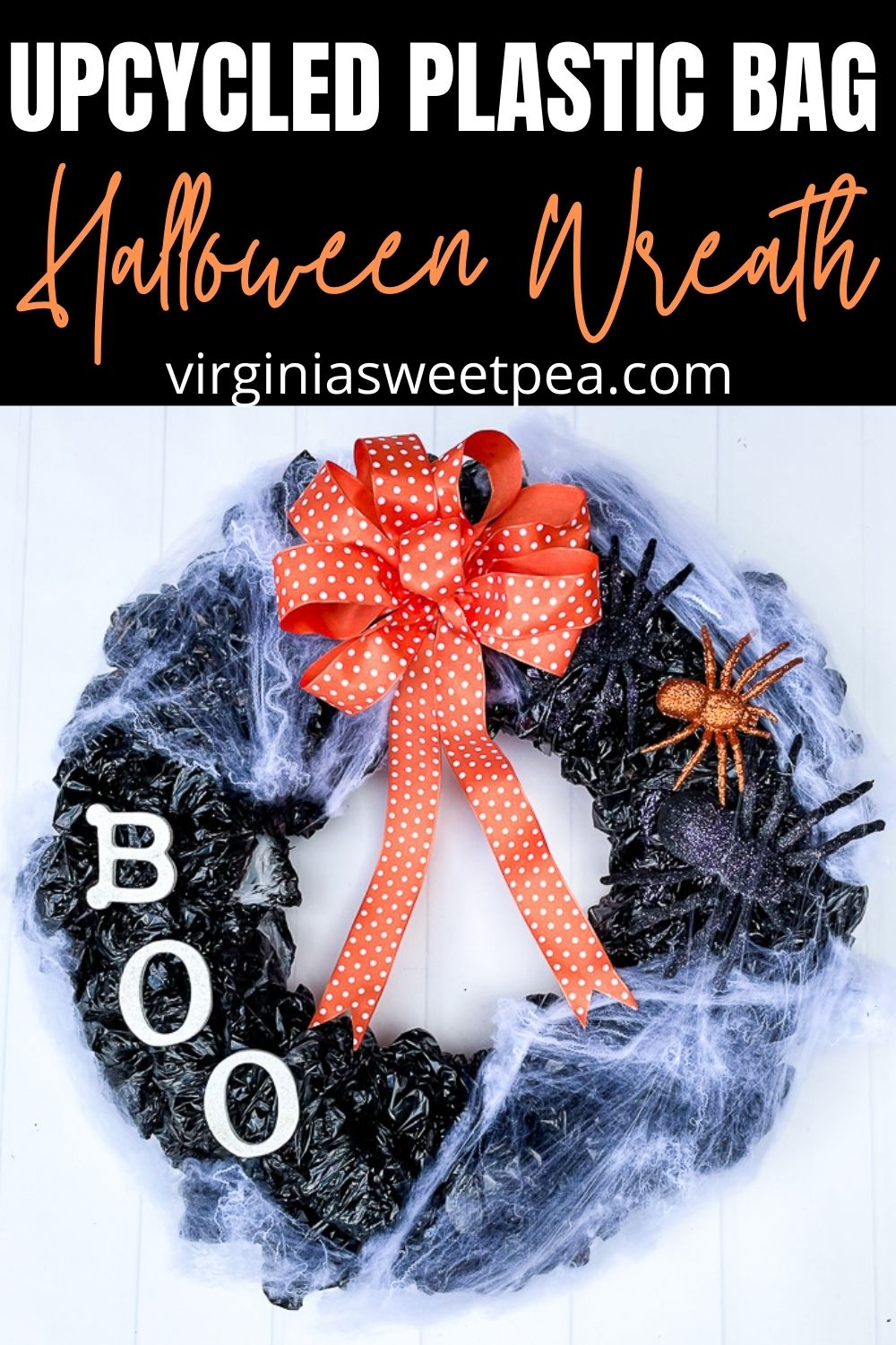 Upcycled Plastic Bag Halloween Wreath