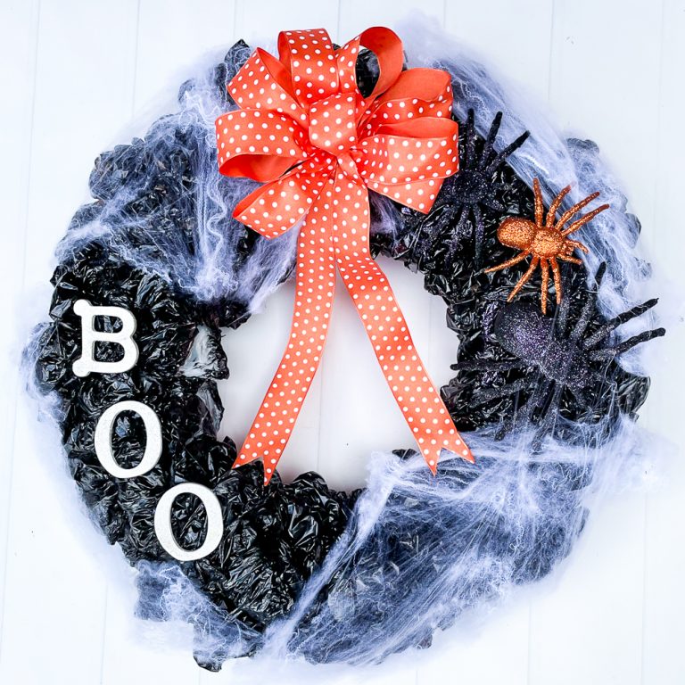 Upcycled Plastic Bag Halloween Wreath