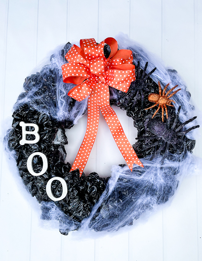 Upcycled Plastic Bag Halloween Wreath