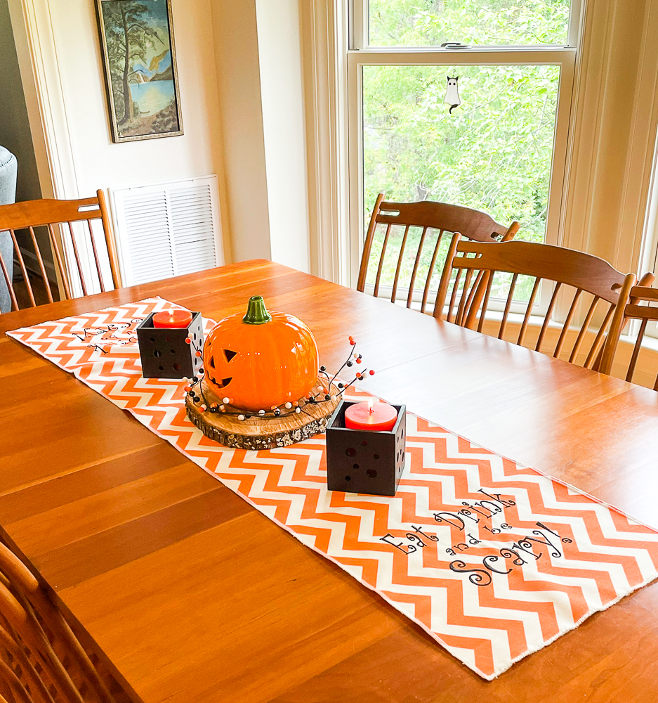 Table decorated for Halloween