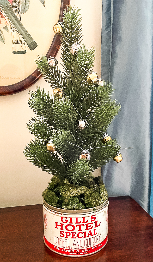 faux tree in a Gills Hotel Special tin