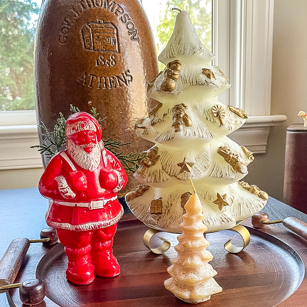 Vintage Santa candy holder, vintage Christmas tree candle