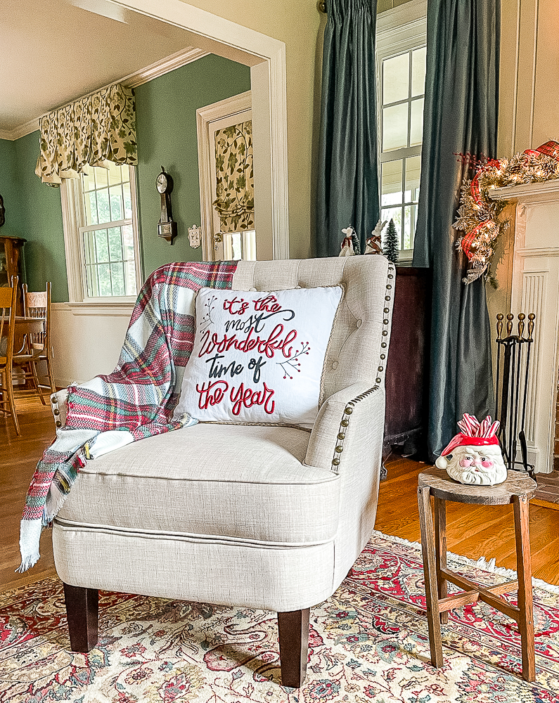 Formal living room decorated for Christmas