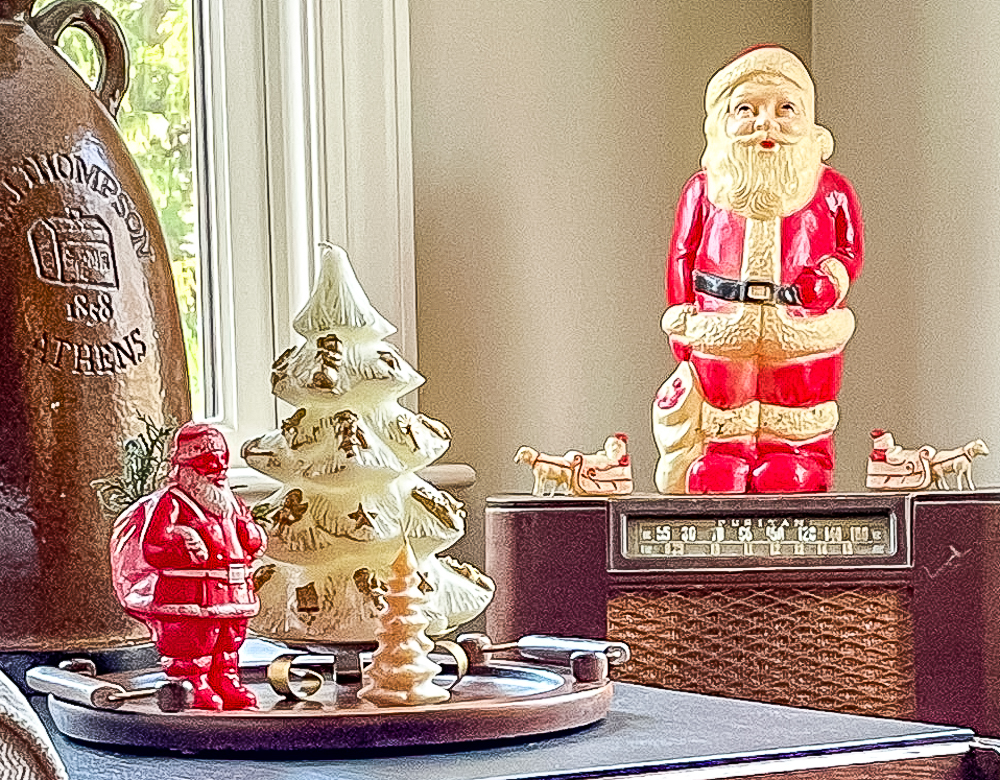 Vintage Santas and vintage Christmas tree candles