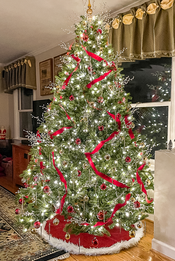 Family Room Tree at Night