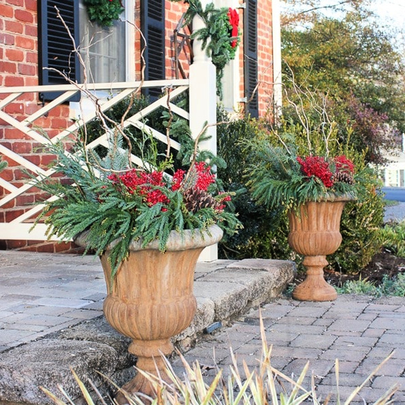 DIY Christmas Outdoor Planters