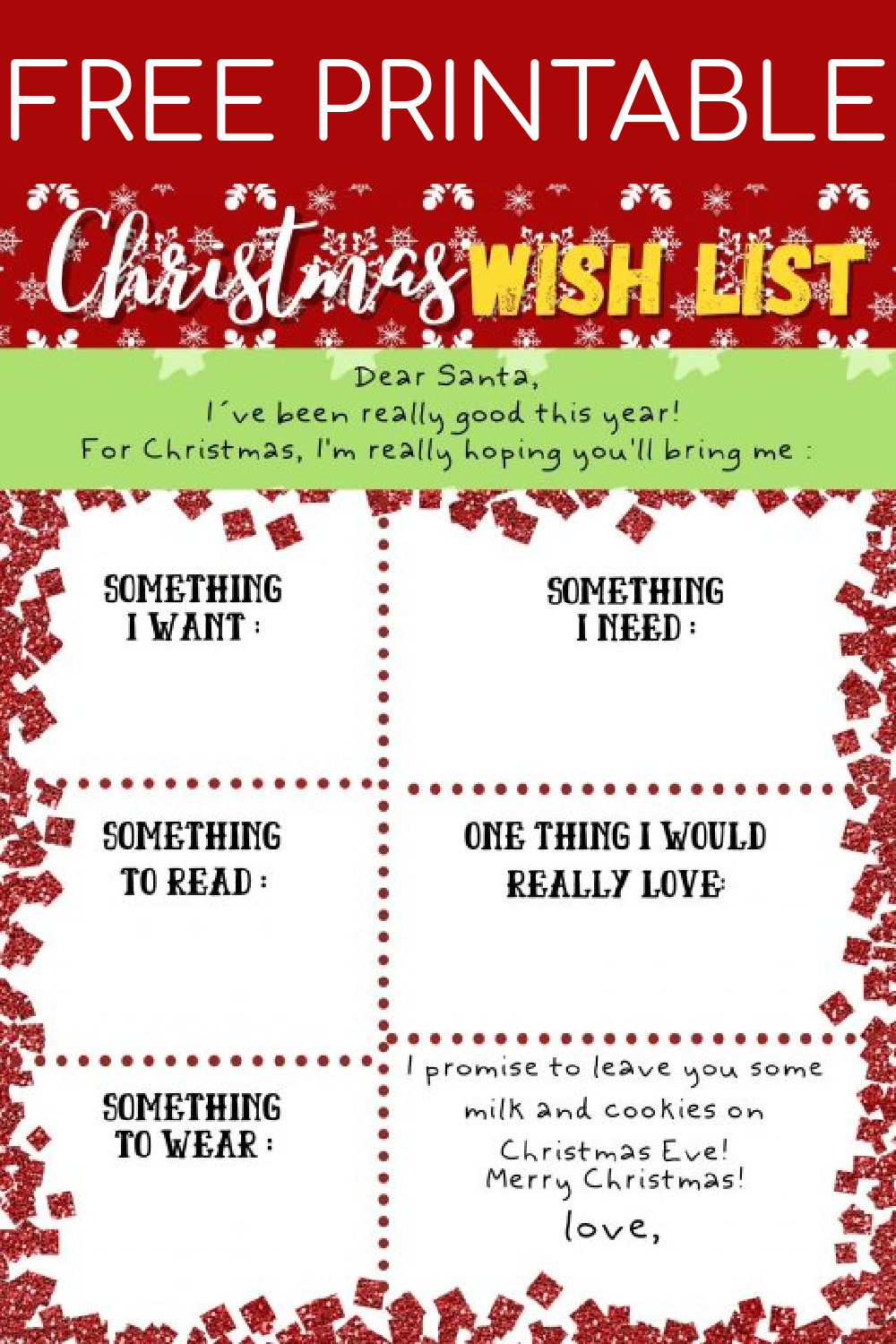 Free Printable Christmas Wish List