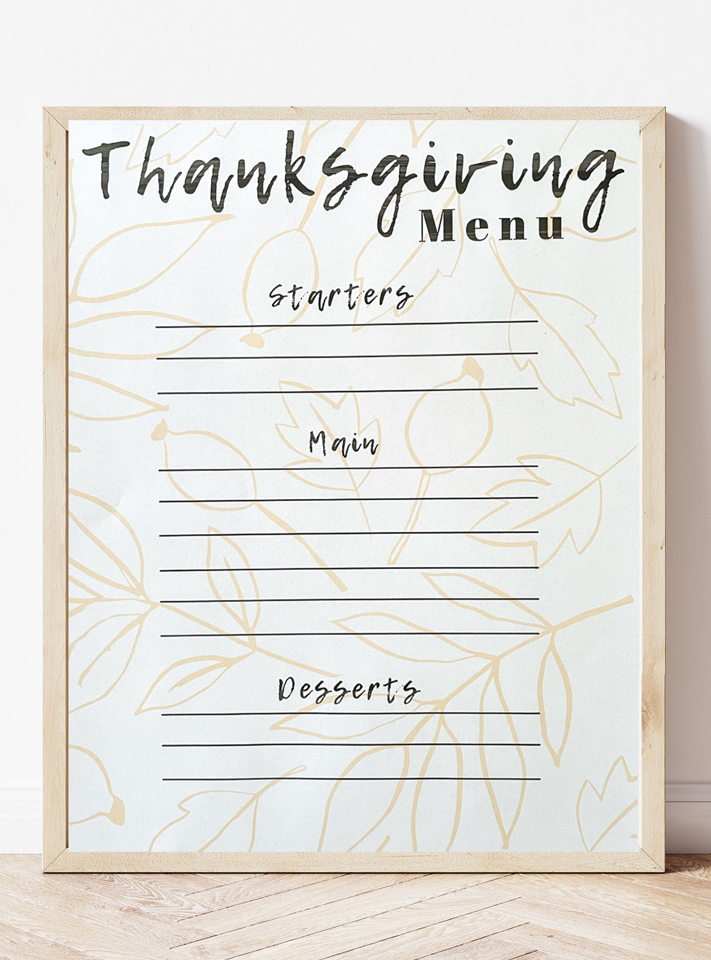 Free Printable Thanksgiving Menu